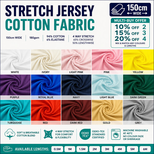 Stretch jersey cotton fabric - jersey,