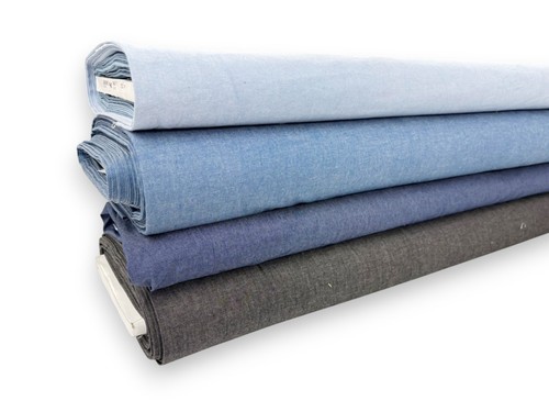 Plain chambray cotton - chambray, fabric