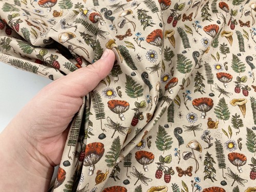 Autumn mushroom cotton fabric - autumn,