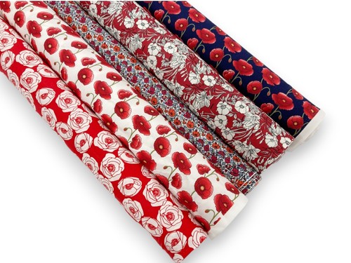 Red poppy fabric cotton - cotton, poplin