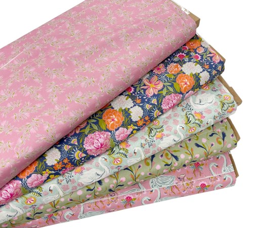 Majestic swan cotton fabric - majestic,
