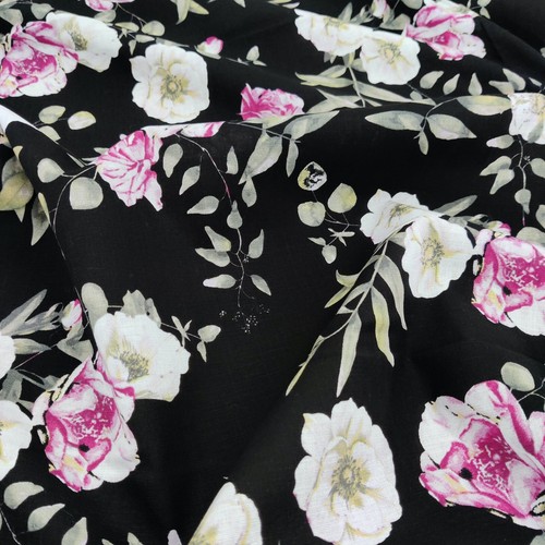Floral cotton slub fabric - cotton,